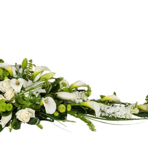 Classic Elegance Casket Spray side view white floral casket spray auckland