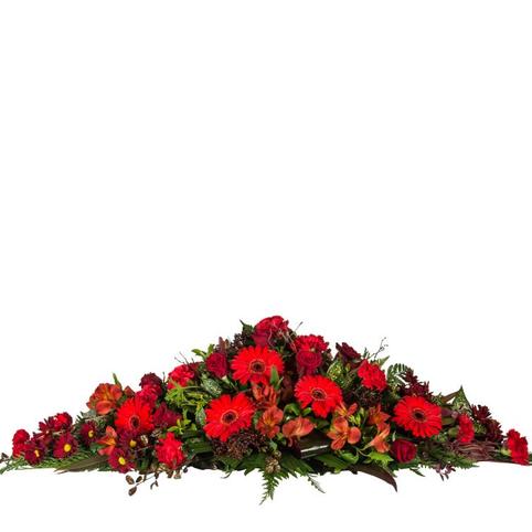 Loving Memories Casket Spray red flowers funeral casket spray