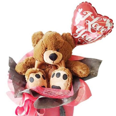 teddy bear I love you gift basket valentines day auckland
