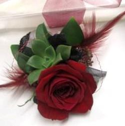 picture of red rose corsage wristlet