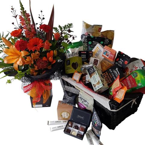 HUGE Gift Basket and Flowers Package Christmas Gift Basket Best and Biggest in Auckland for Delivery full of goodies and treats