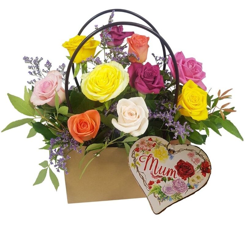 coloured rose arrangement delivery auckland