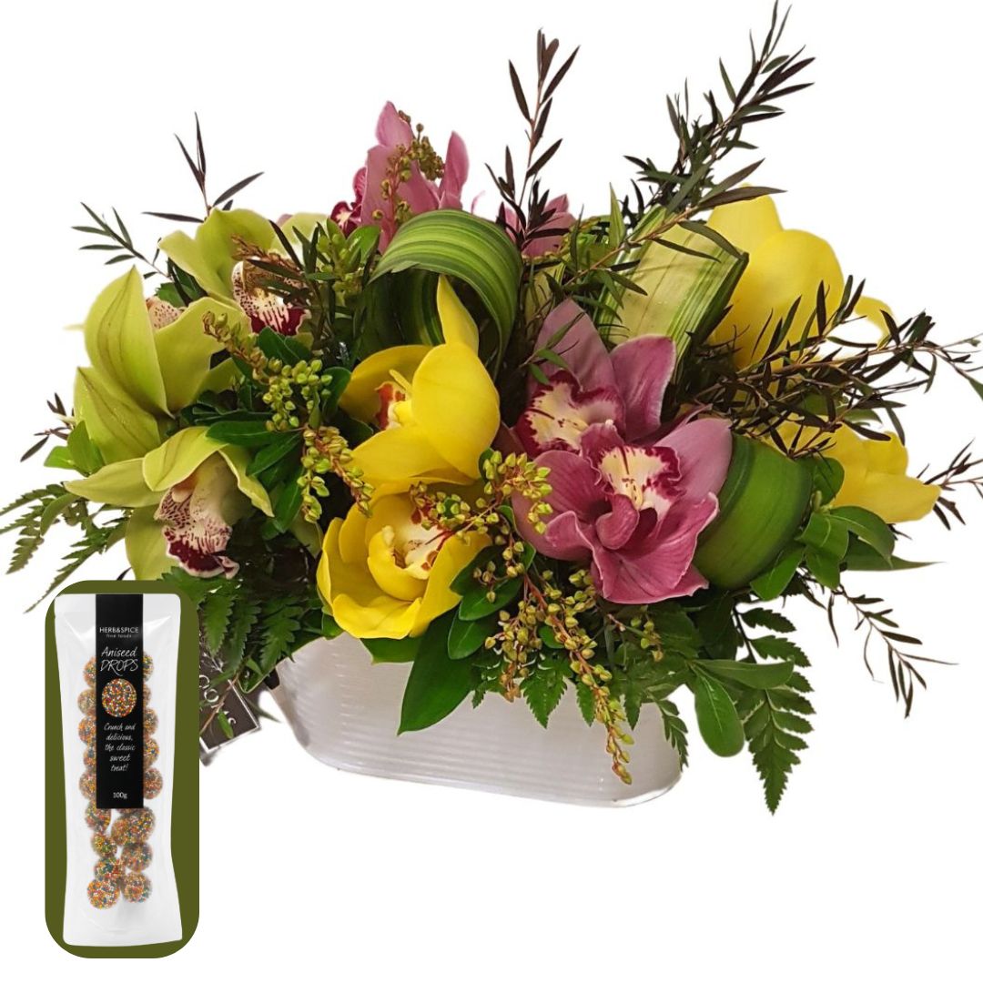 Orchid Vase and Gift Card  – Weekly Flowers Special Best Blooms Auckland