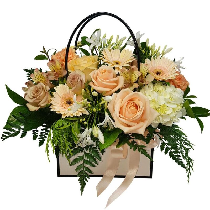 peach blooms handbag floral design