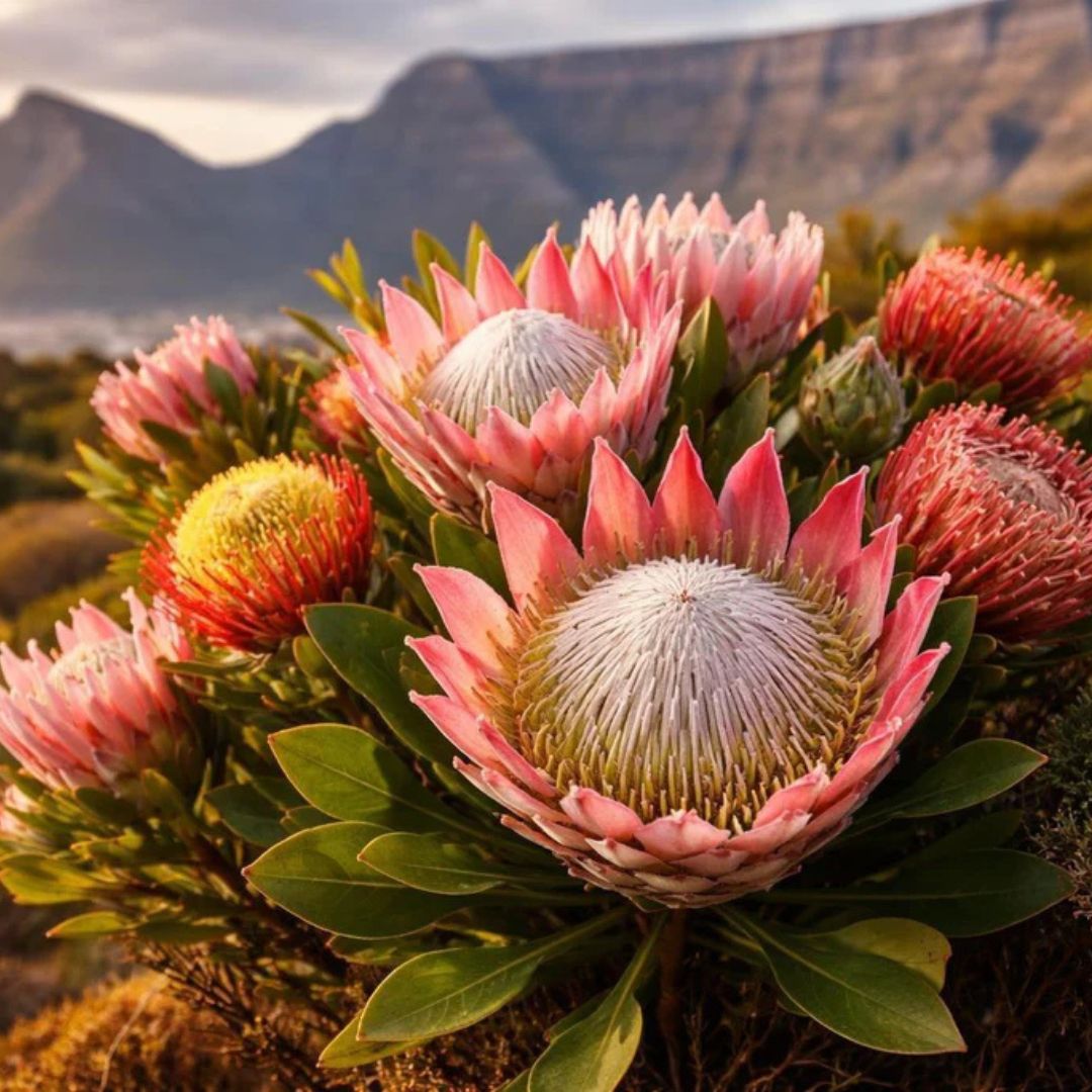 Protea flower used in textural winter floral arrangements
