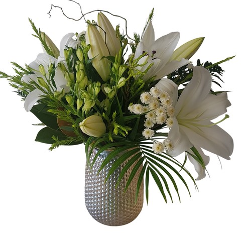 glass vase white flower bouquet delivery auckland