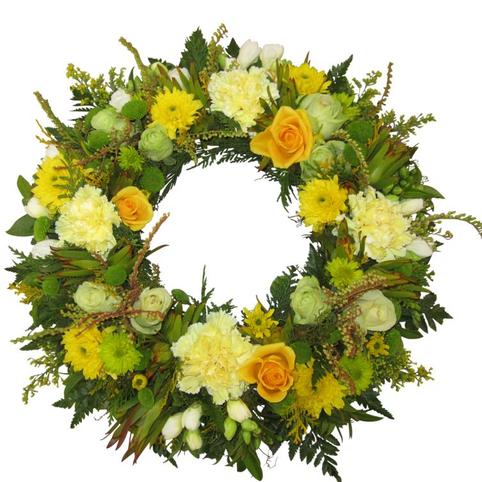 Funeral wreath in Yellows