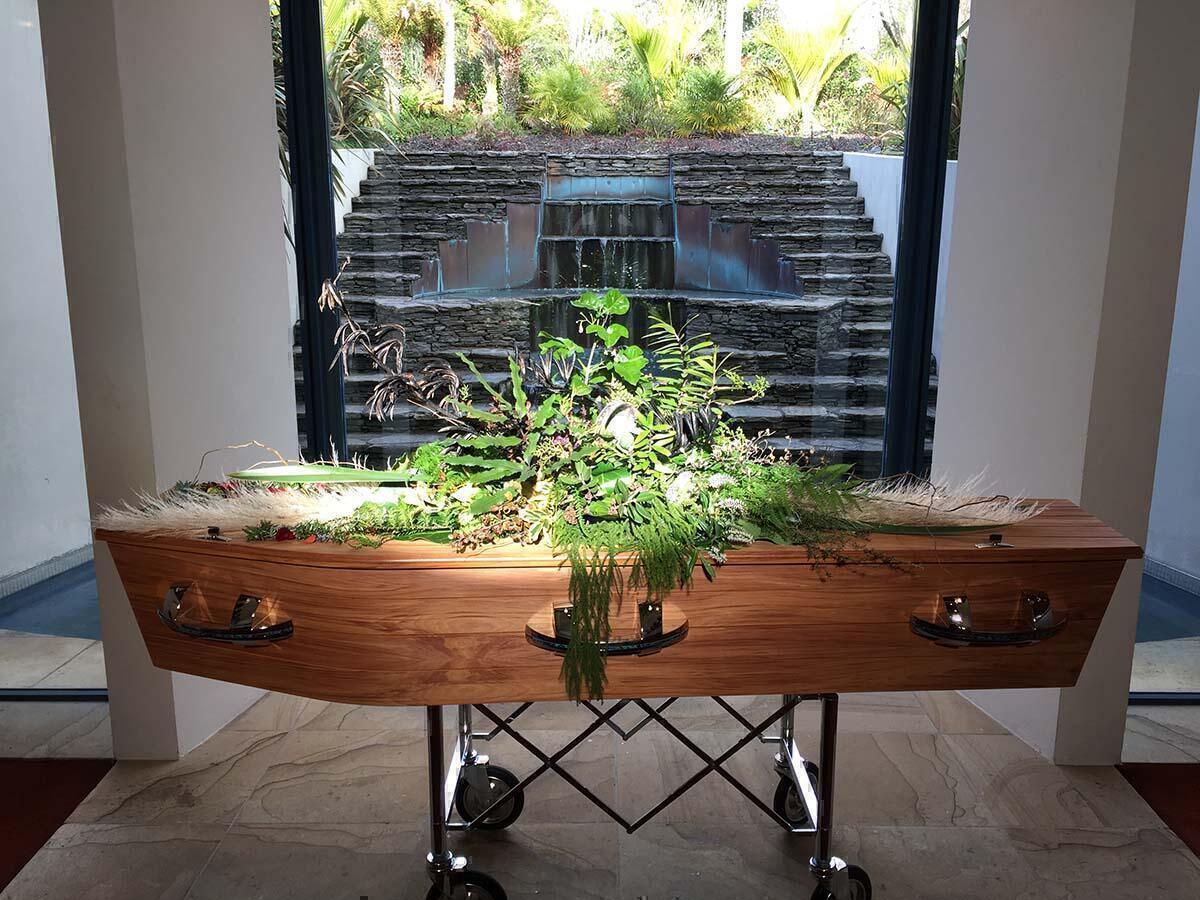 Native NZ Casket Spray flowers at Funeral