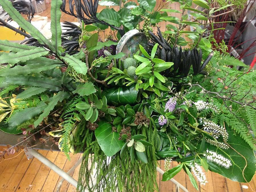 Native New Zealand Flowers arranged in Casket Spray